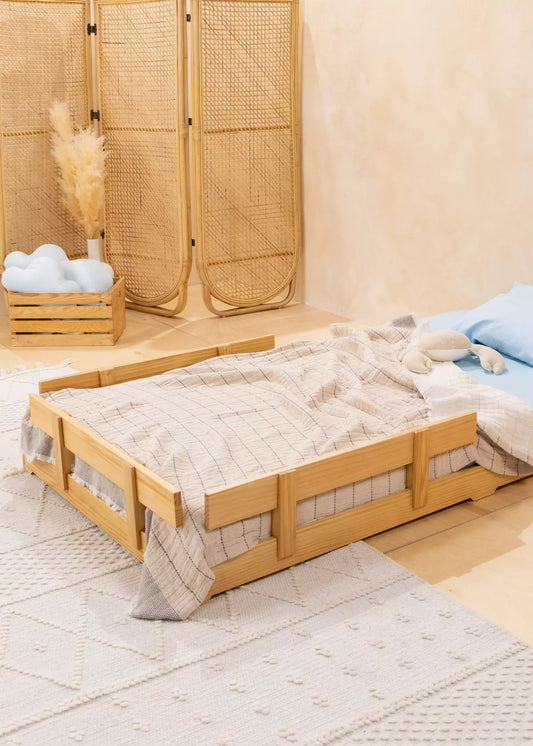 Wooden Bed Frame Rail - Natural Wood
